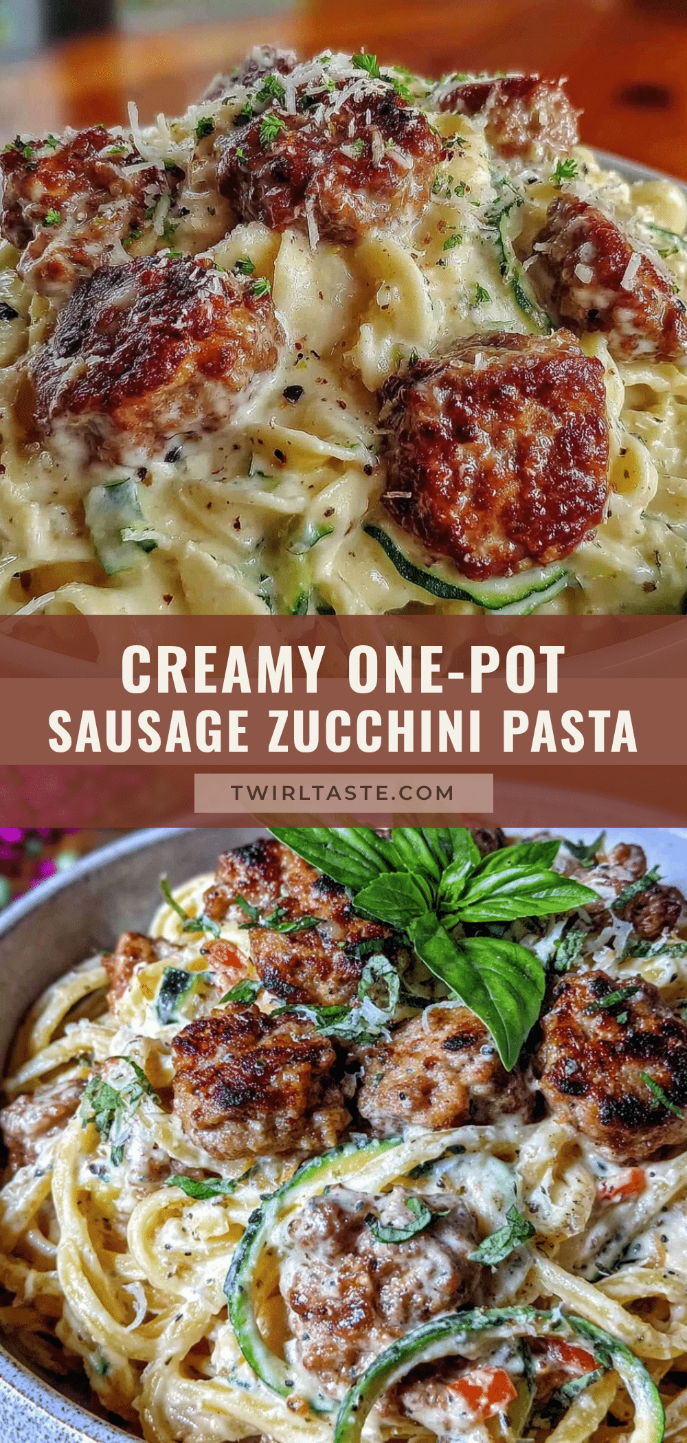 creamy one-pot sausage and zucchini pasta recipe