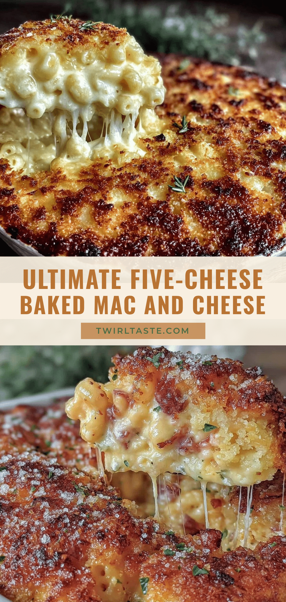 crispy five-cheese baked mac and cheese recipe