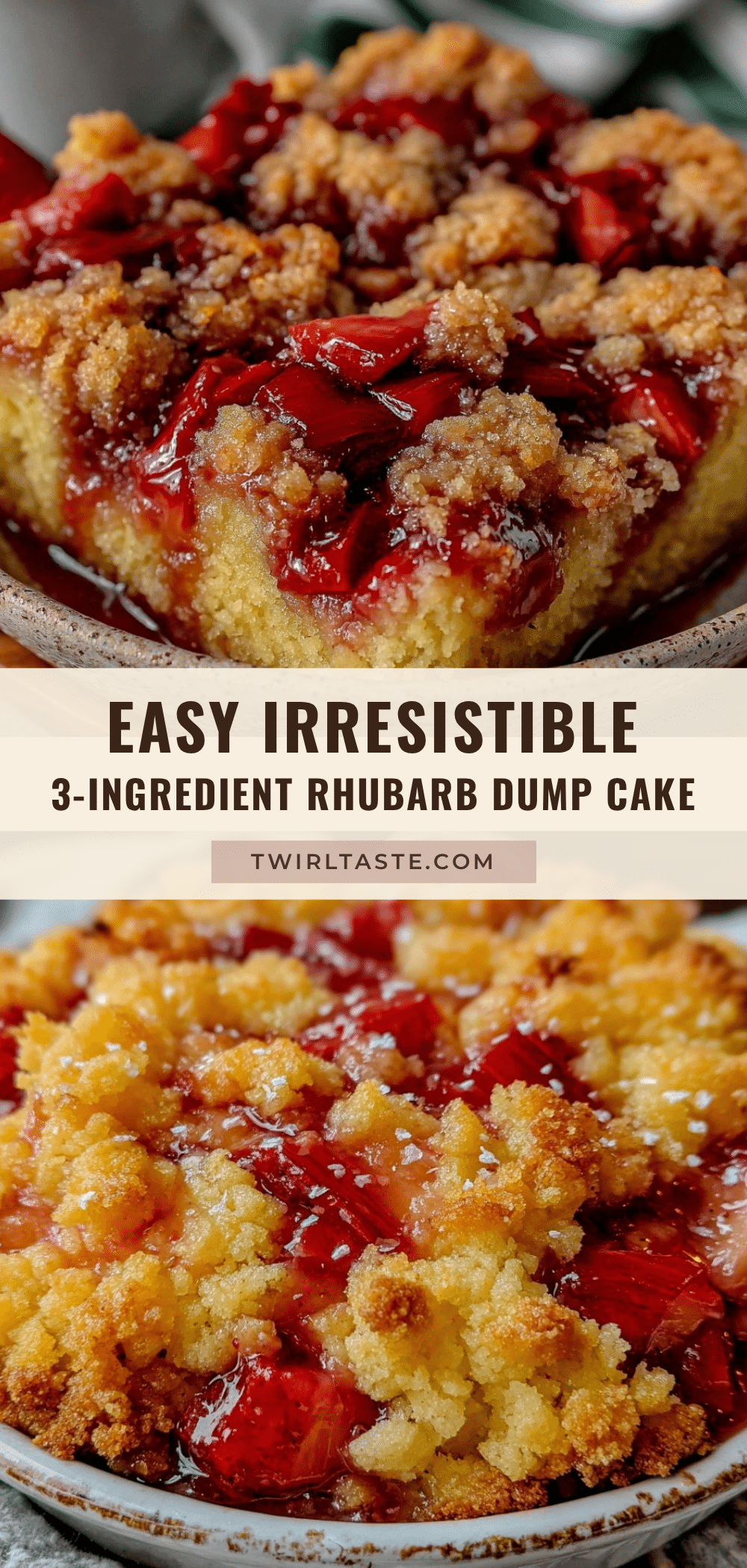 easy 3-ingredient rhubarb dump cake recipe