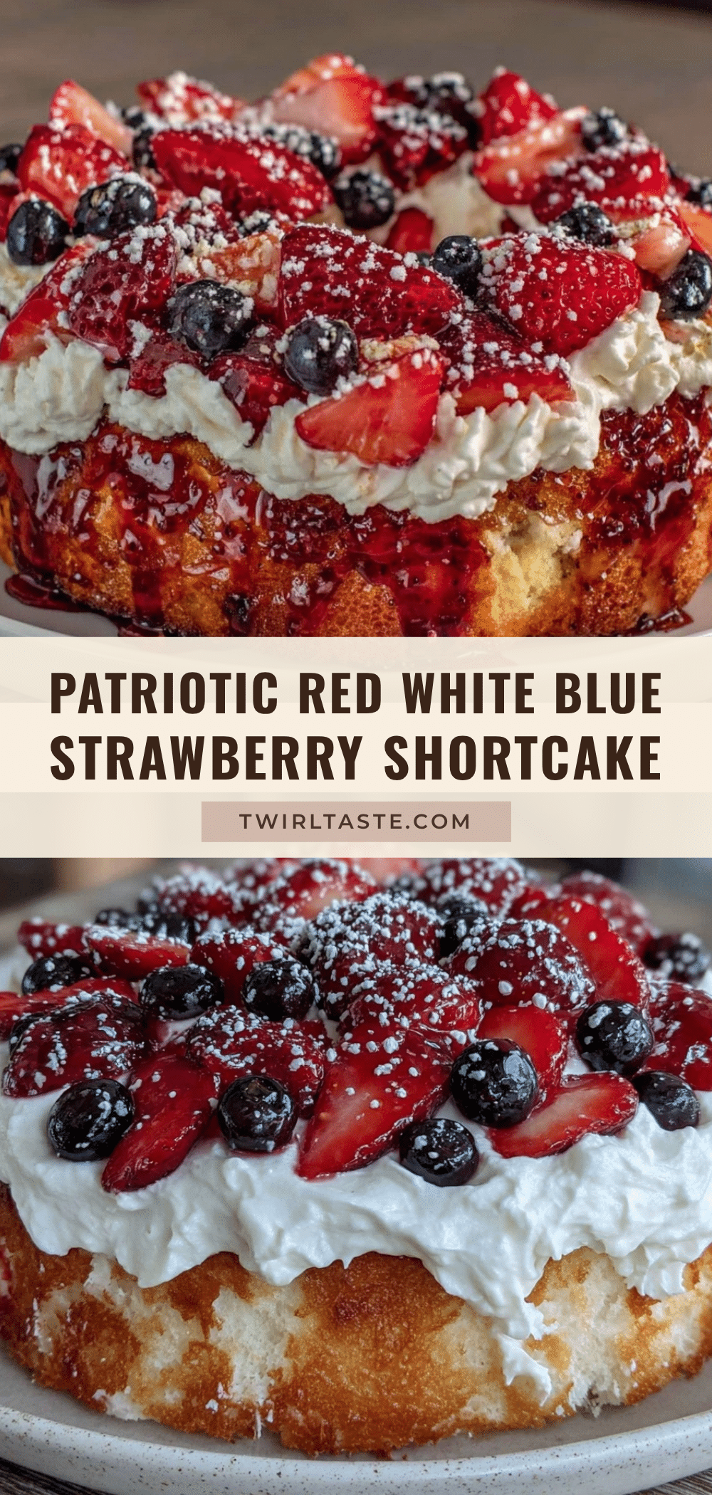 fresh red white and blue strawberry shortcake poke cake recipe