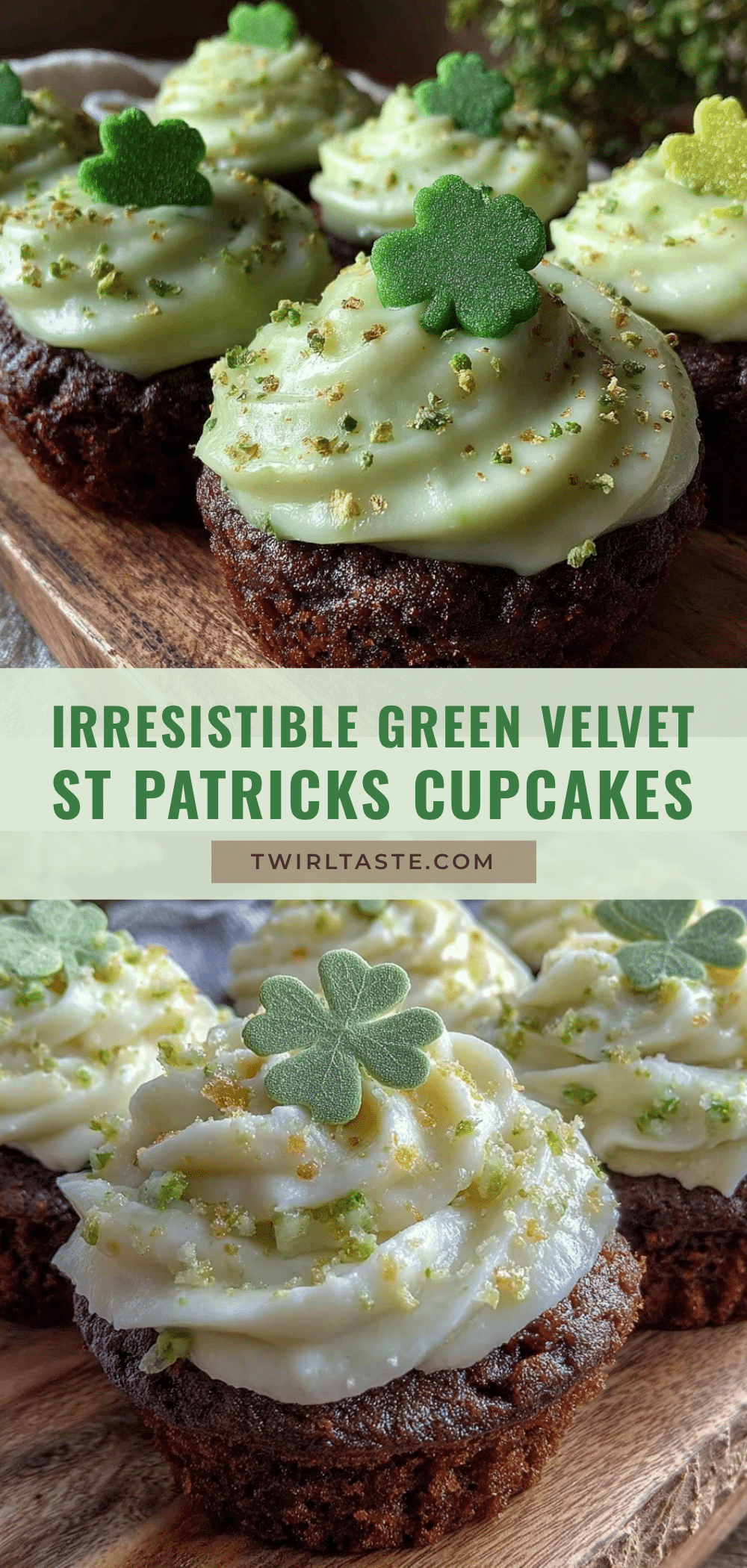 green velvet St Patricks Day cupcakes recipe
