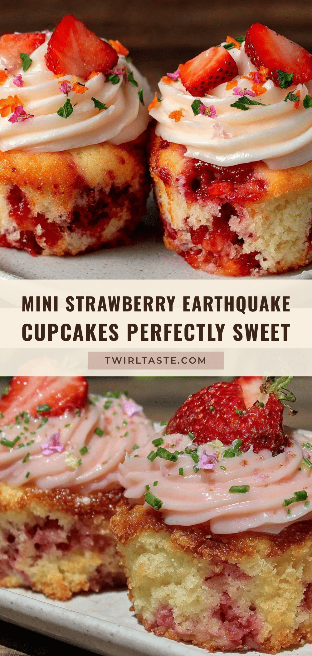 mini strawberry earthquake cupcakes recipe