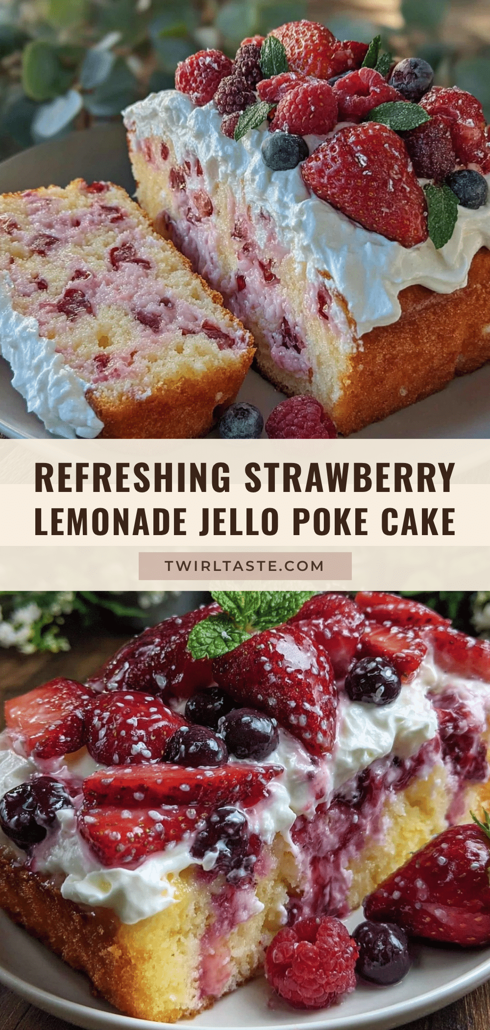 strawberry lemonade jello poke cake recipe
