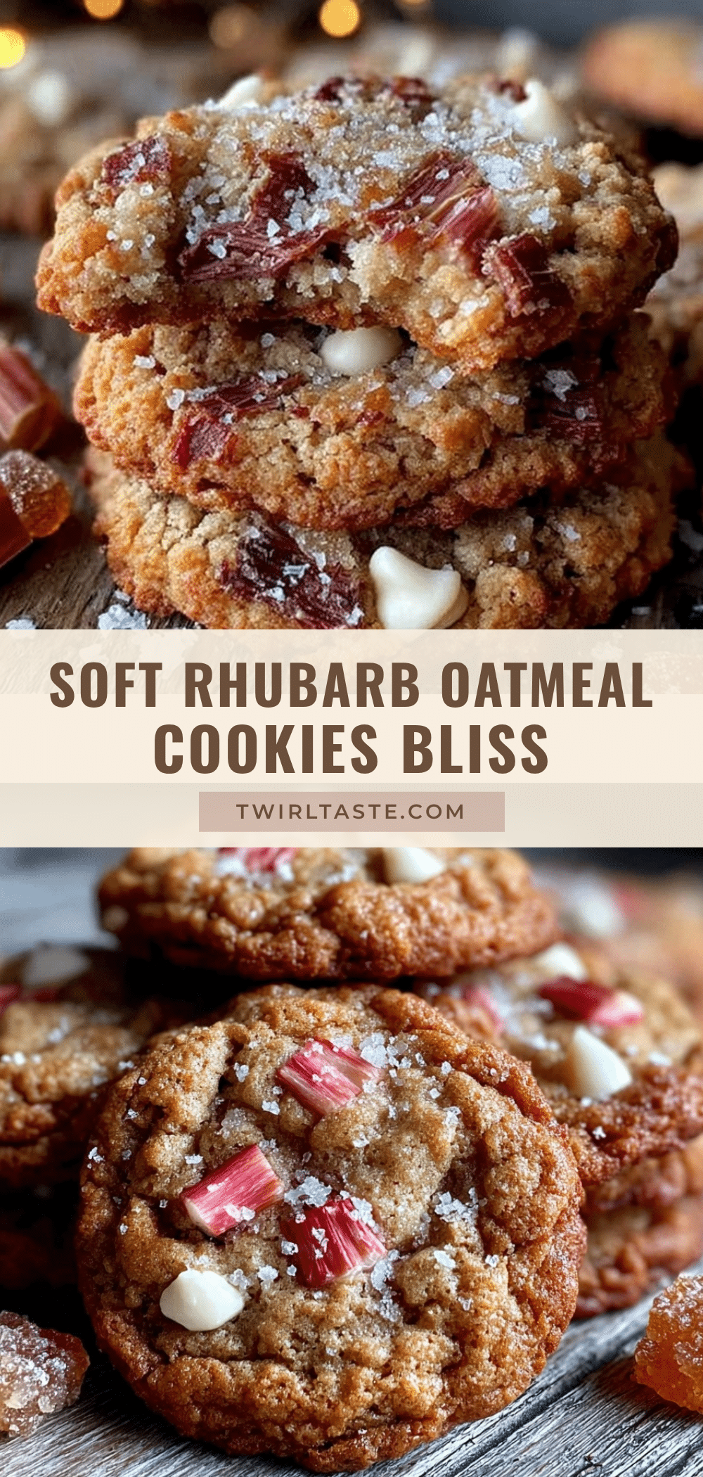 tender soft rhubarb oatmeal cookies recipe