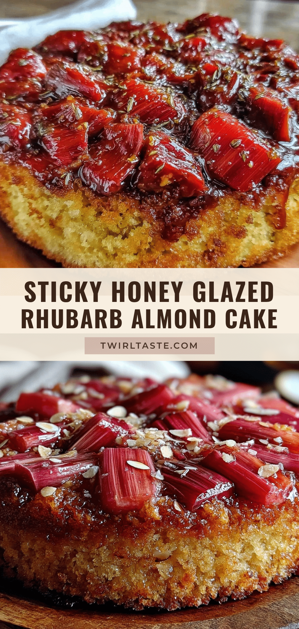 upside-down rhubarb almond cake recipe