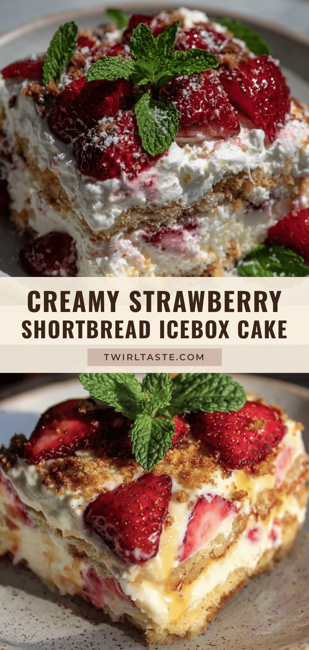 Creamy Strawberry Shortbread Icebox Cake recipe