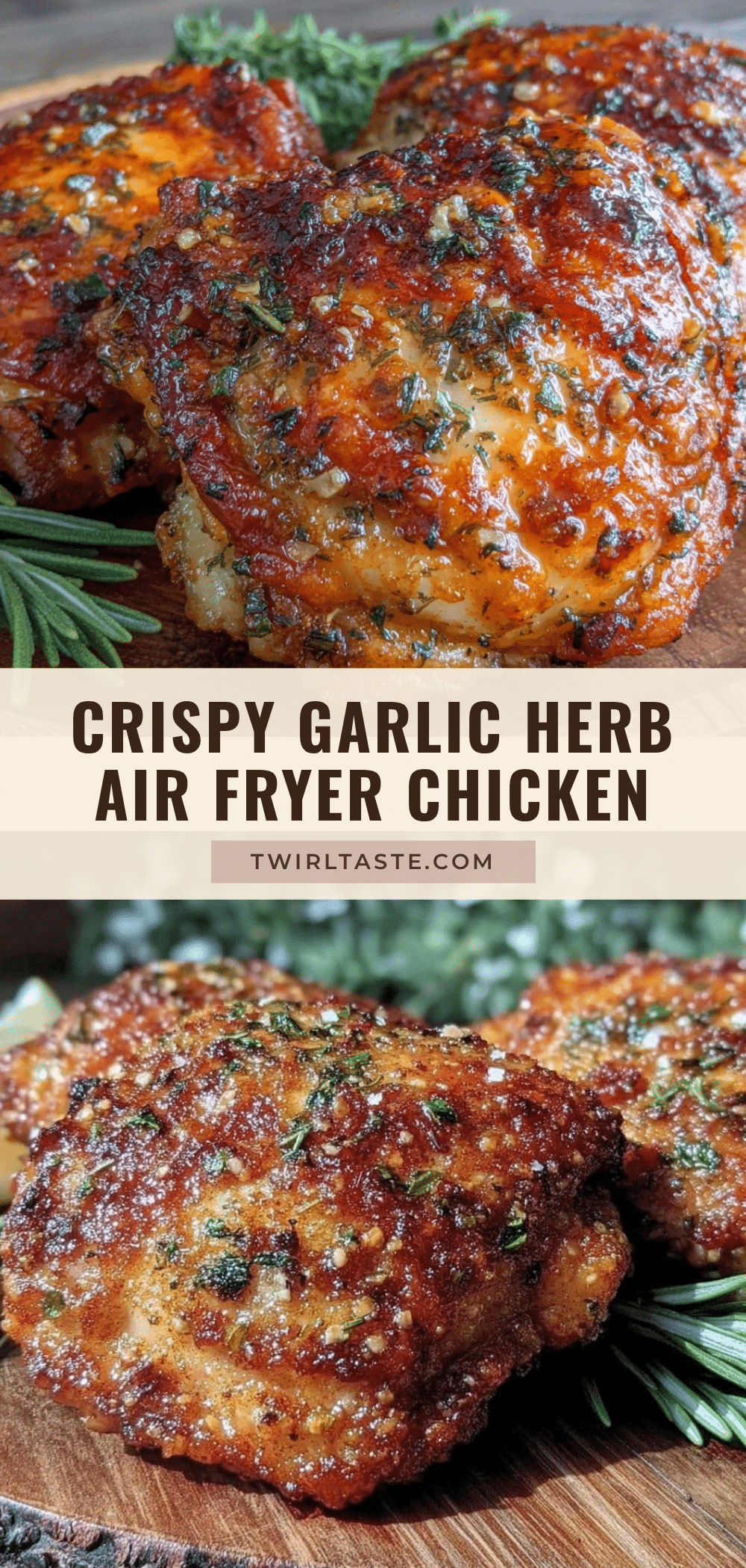 crispy garlic herb air fryer chicken thighs recipe