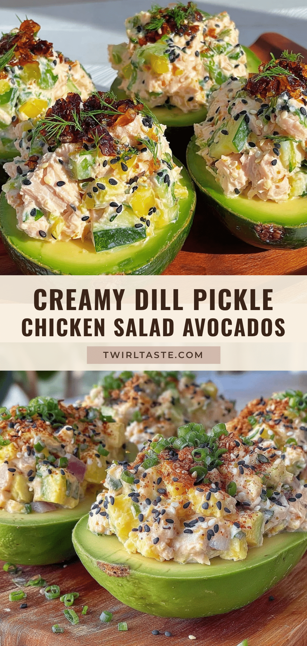 fresh dill pickle chicken salad stuffed avocados recipe