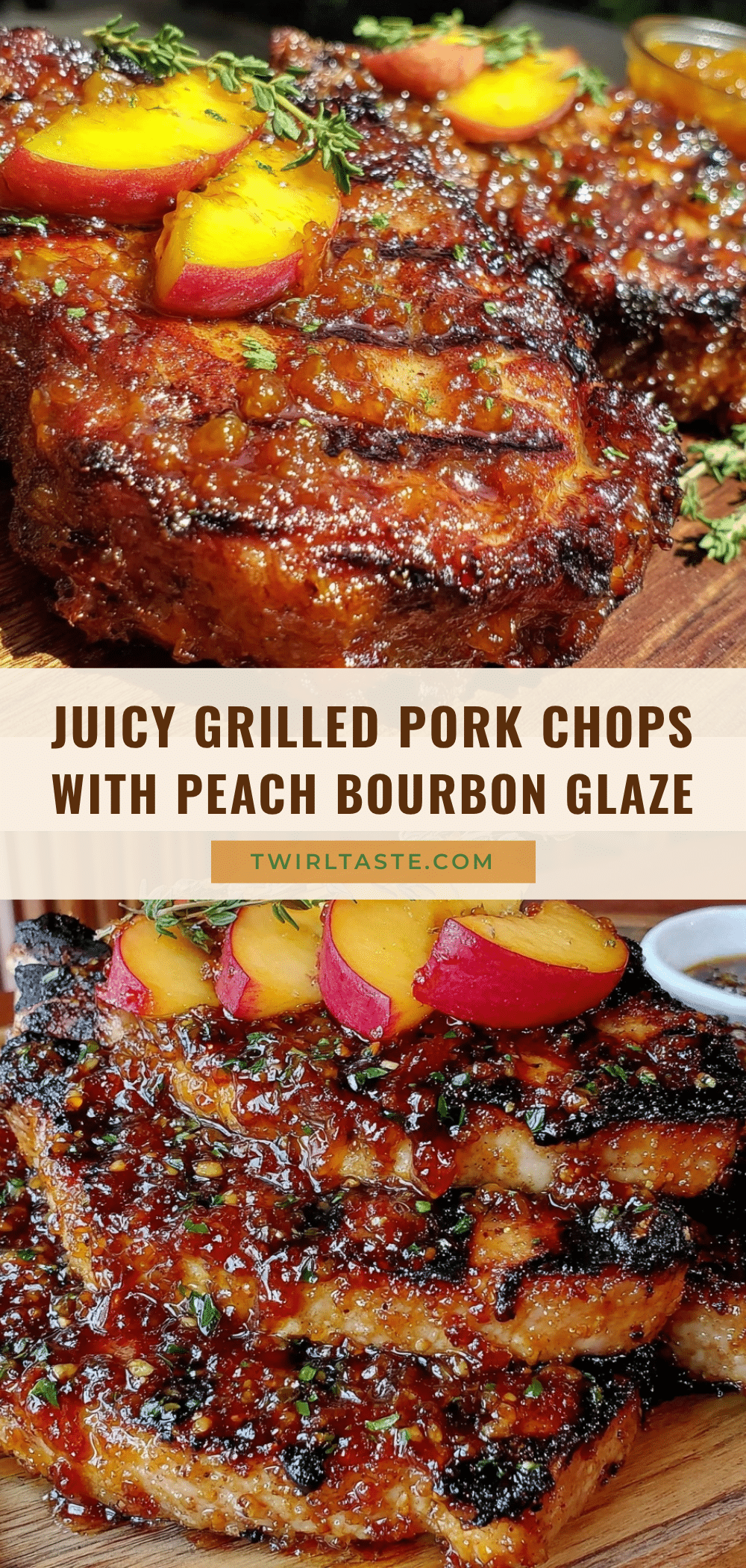 grilled pork chops peach bourbon glaze recipe