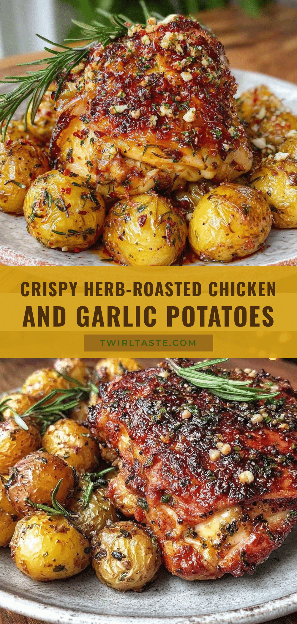 herb-roasted chicken with garlic potatoes recipe
