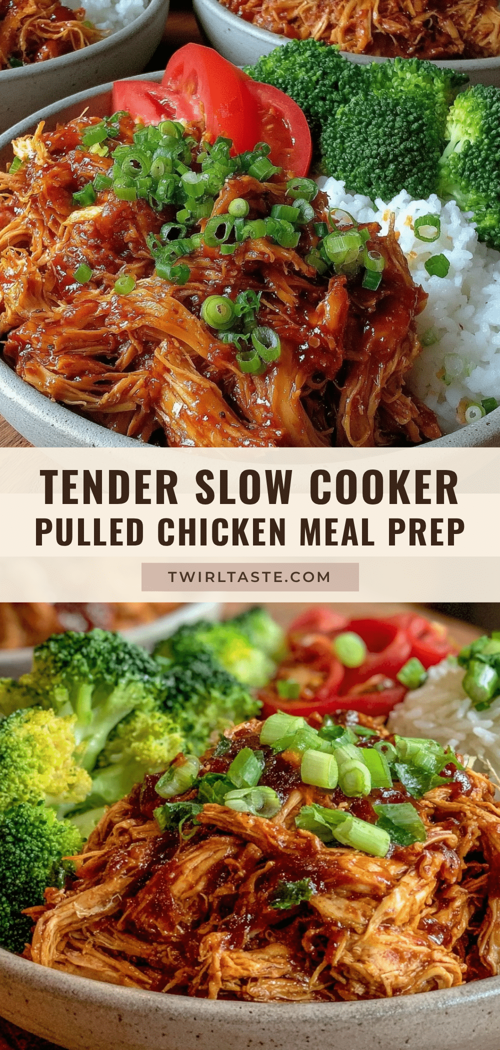slow cooker pulled chicken meal prep bowls recipe