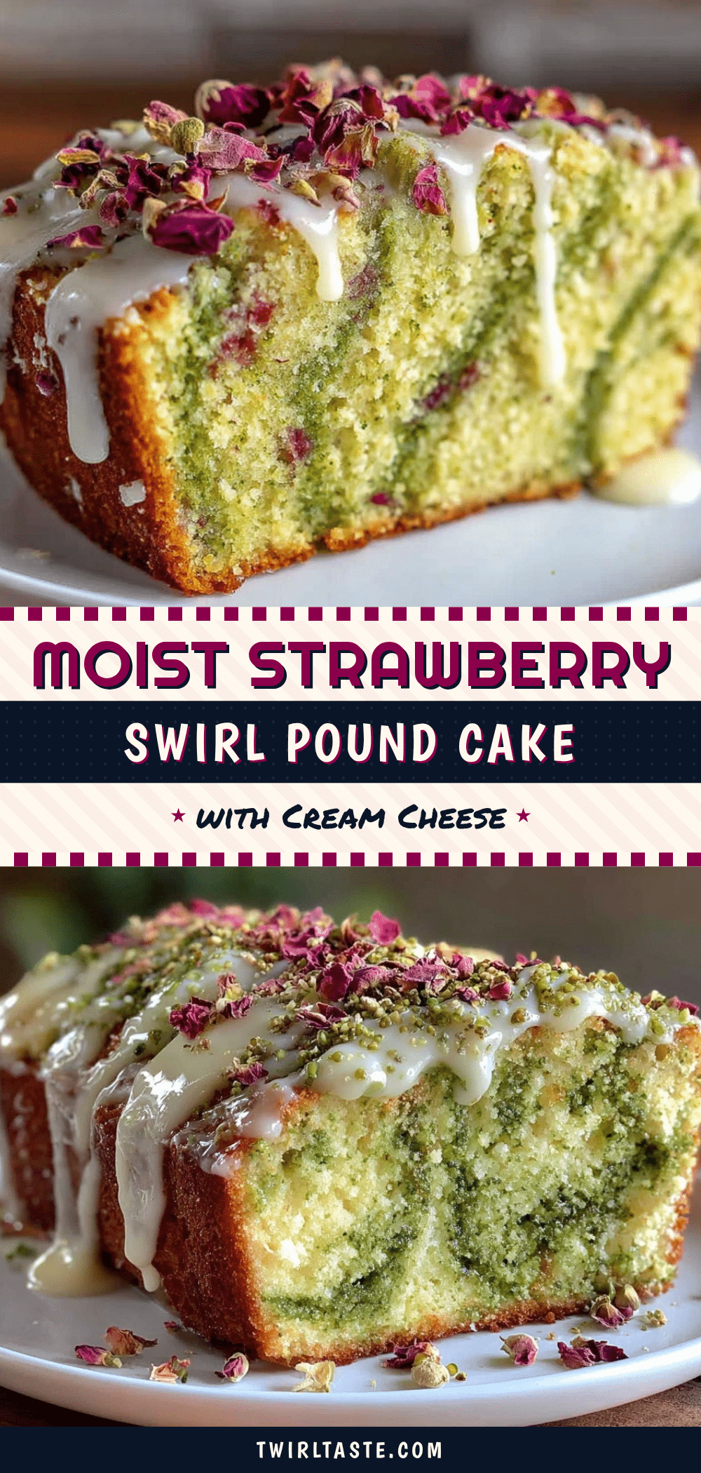 strawberry matcha swirl pound cake recipe