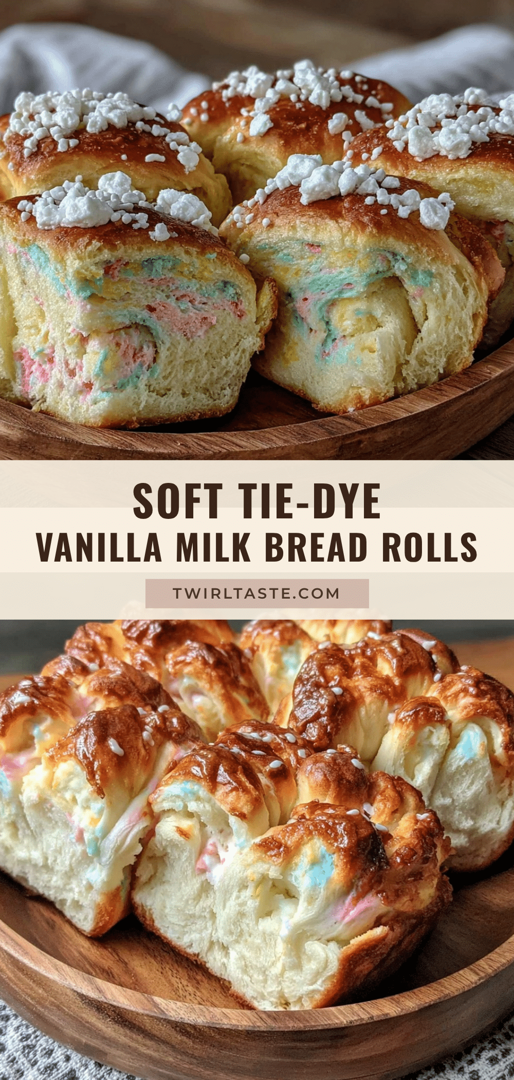 tie-dye vanilla milk bread pull-apart rolls recipe