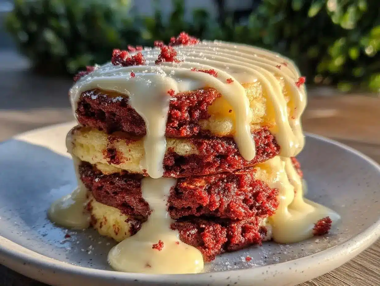 fluffy red velvet pancakes preparation steps