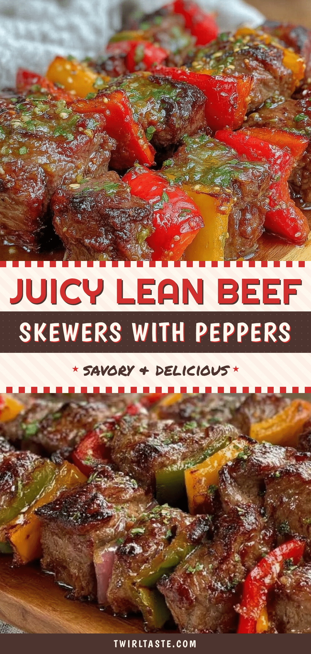 lean beef skewers with peppers recipe