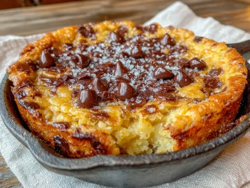brown butter chocolate chip skillet cookie - featured image