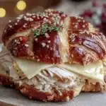 brown butter pretzel roll turkey sandwich - featured image