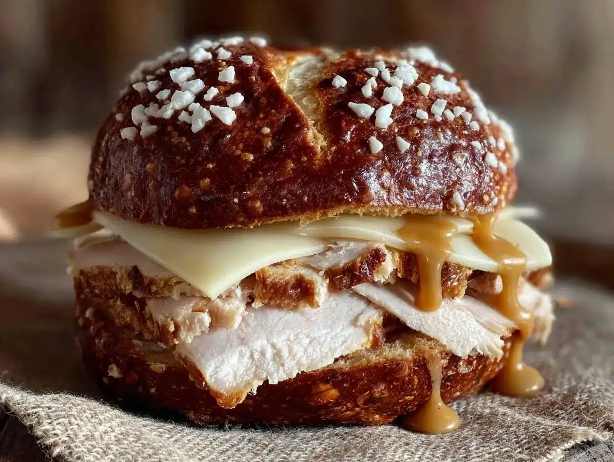 brown butter pretzel roll turkey sandwich preparation steps