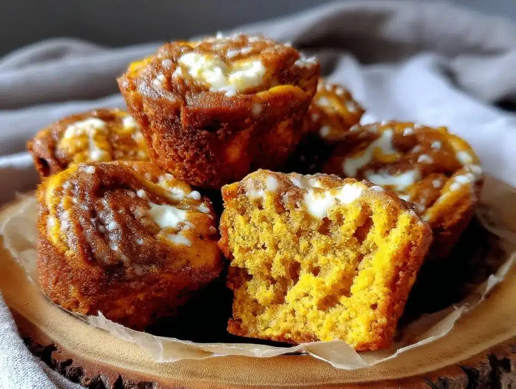 brown butter pumpkin cream cheese swirl muffins - featured image