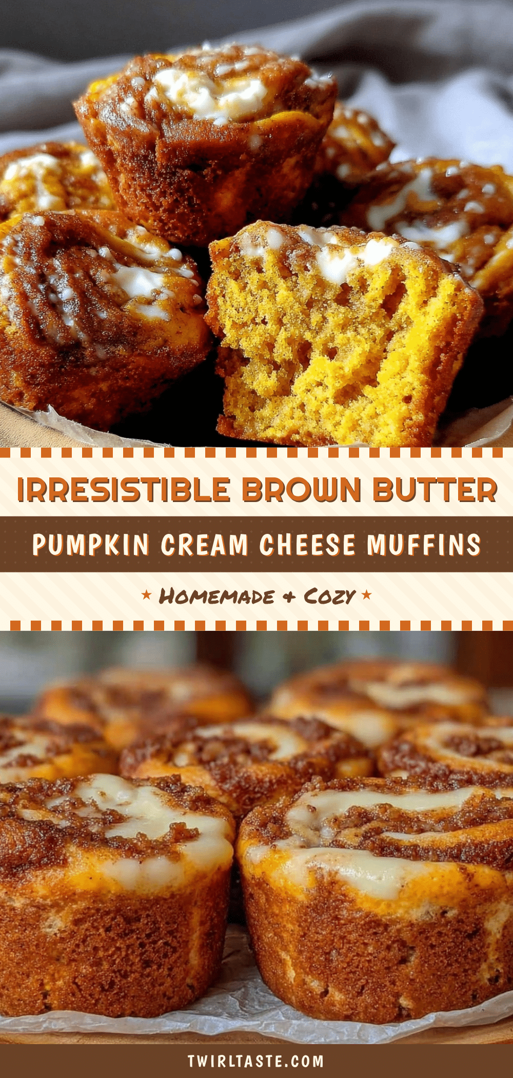 brown butter pumpkin cream cheese swirl muffins recipe
