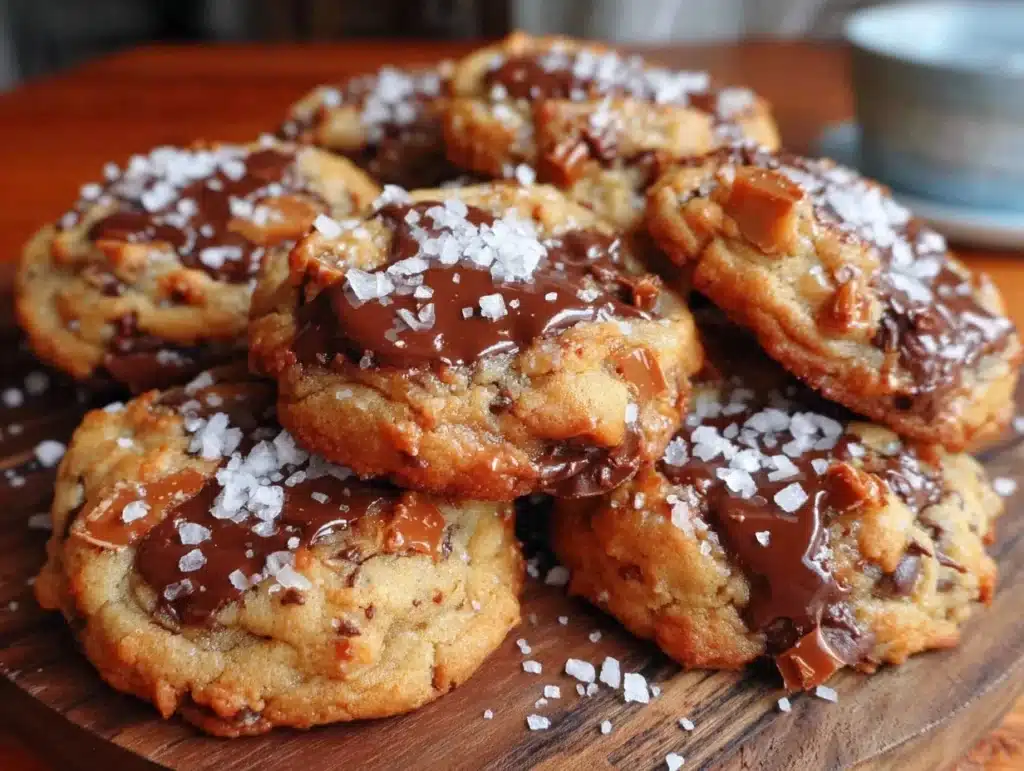 brown butter toffee chocolate chip cookies - featured image