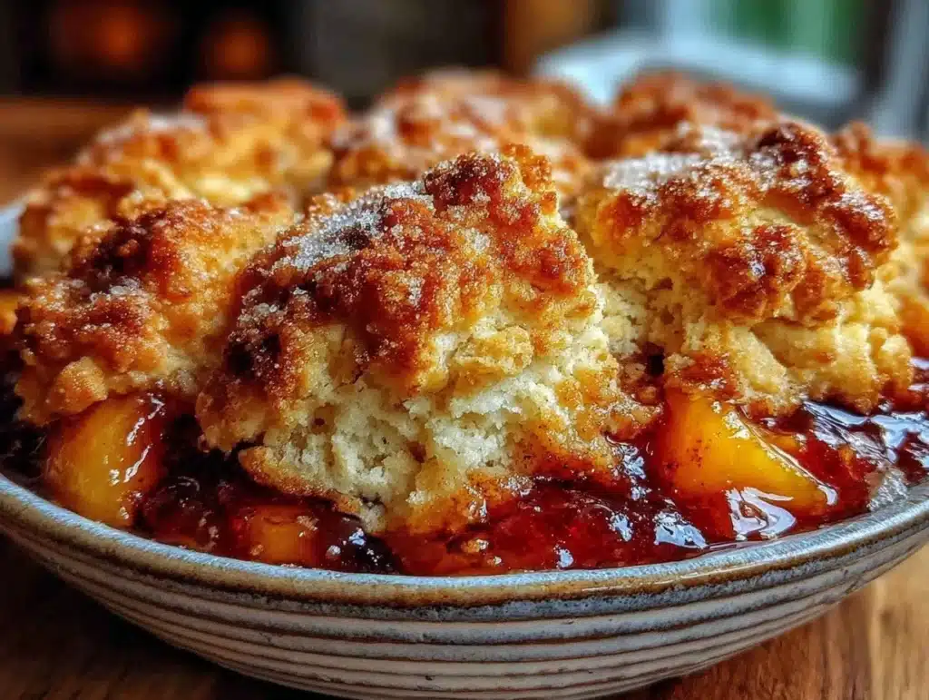brown sugar peach cobbler - featured image