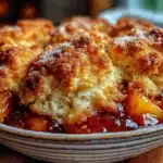 brown sugar peach cobbler - featured image