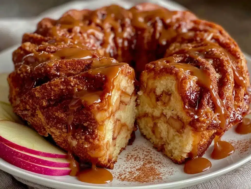 caramel apple cinnamon roll bundt cake - featured image