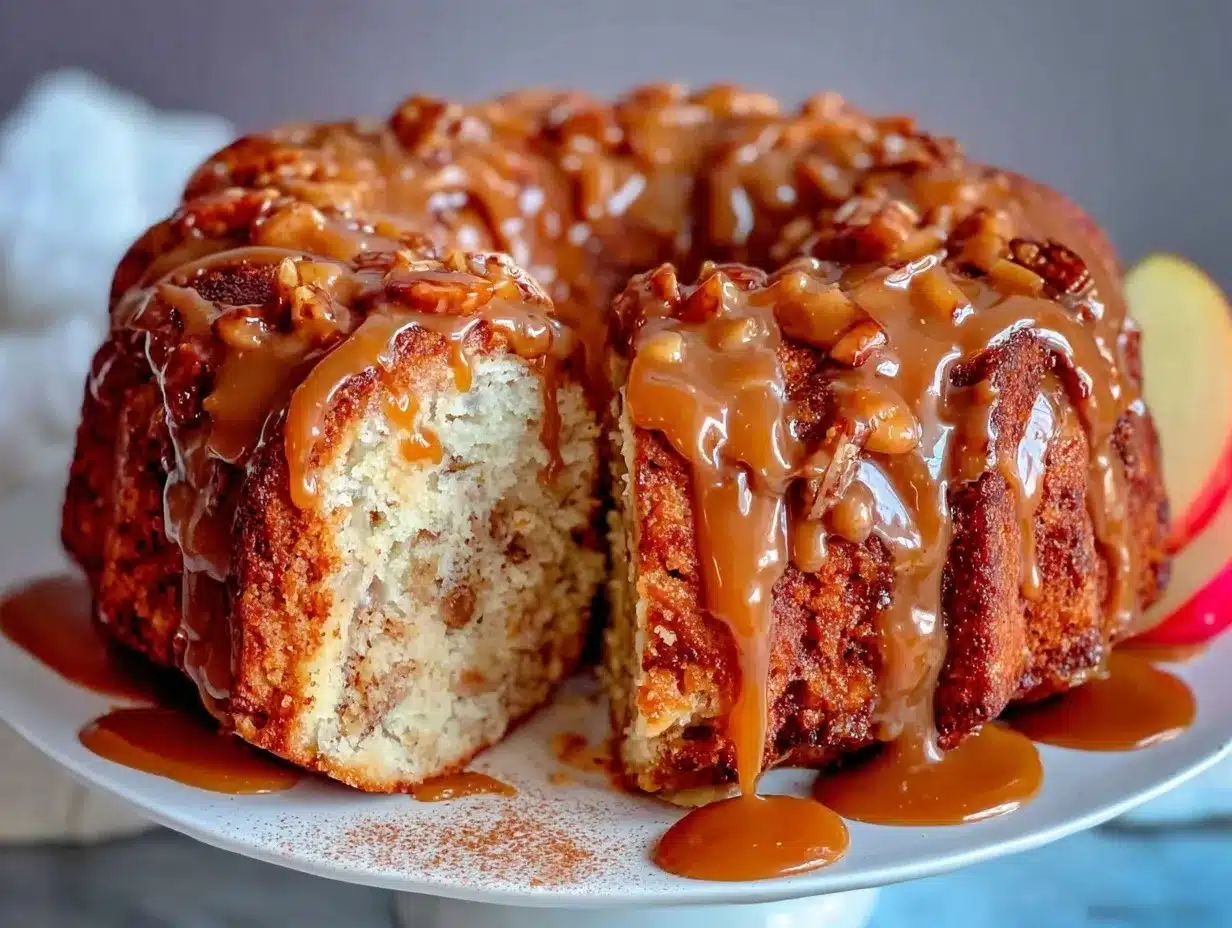 caramel apple cinnamon roll bundt cake preparation steps