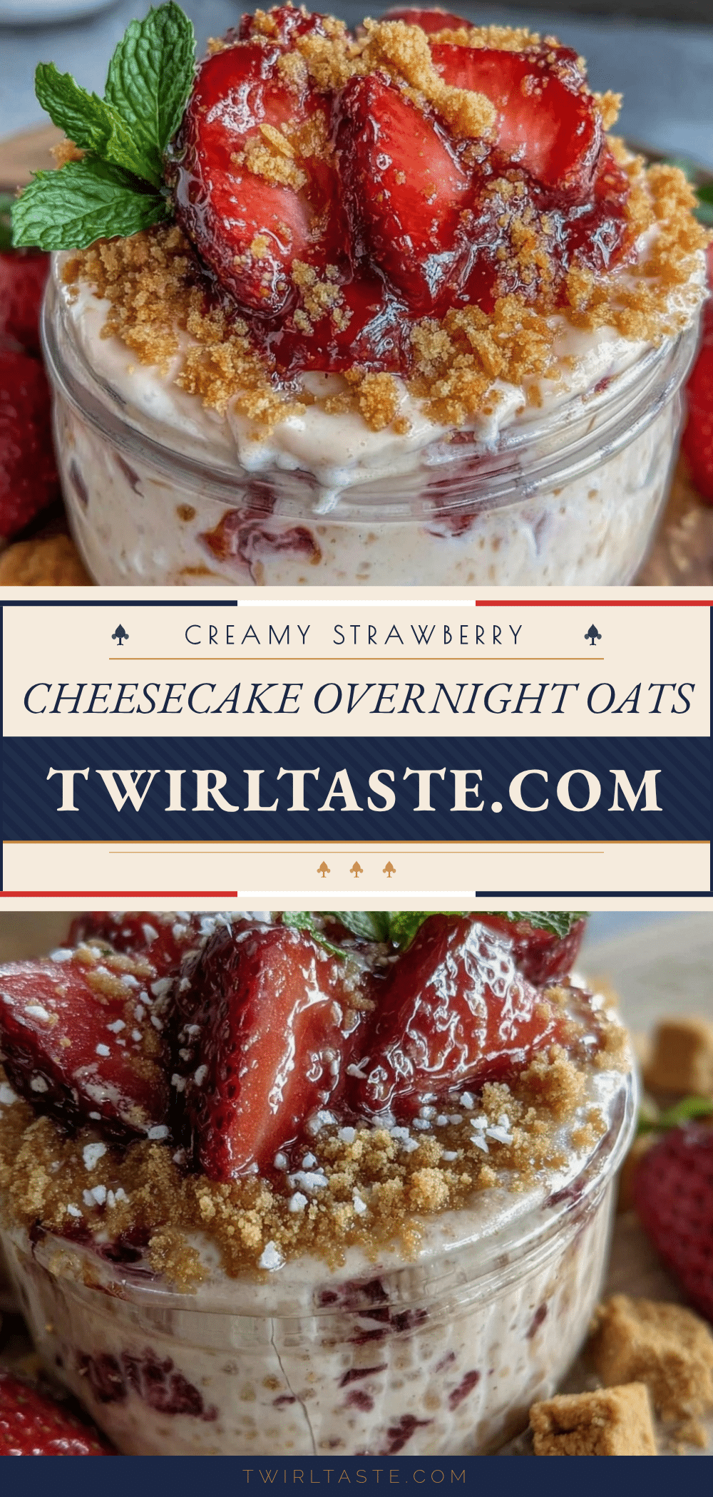 creamy strawberry cheesecake overnight oats recipe