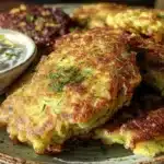 crispy lemon herb zucchini fritters - featured image