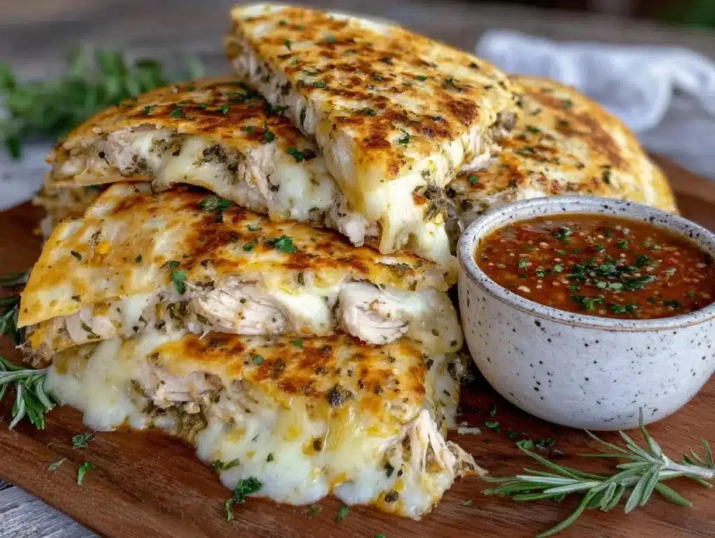 crispy pesto turkey quesadilla - featured image