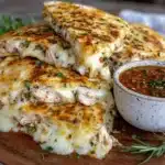 crispy pesto turkey quesadilla - featured image