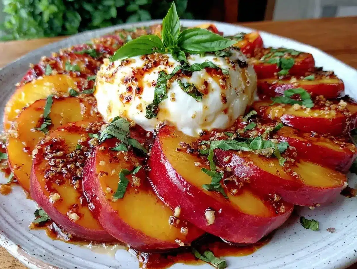 Fresh Chilled Peach Caprese Salad preparation steps