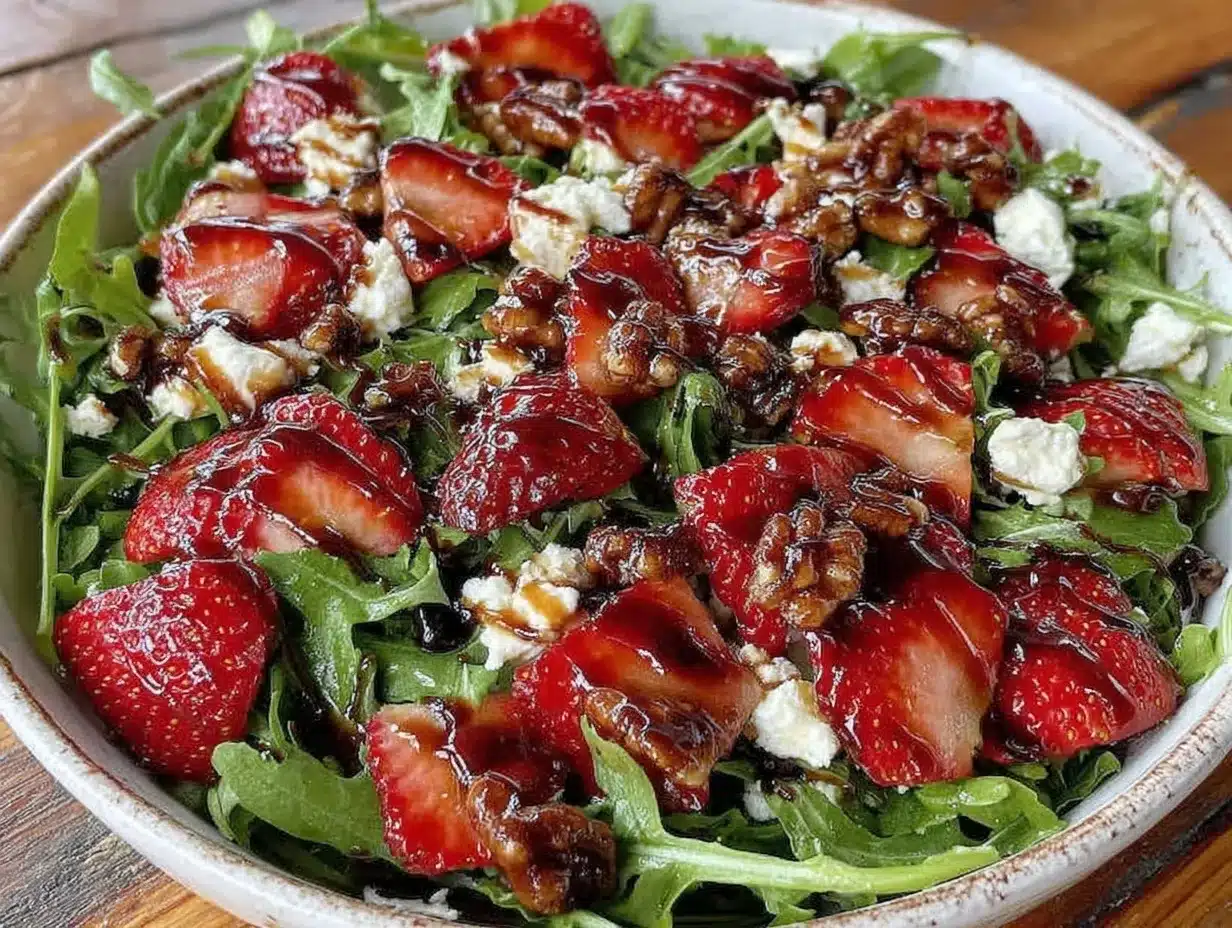 Fresh Strawberry Feta Arugula Salad preparation steps