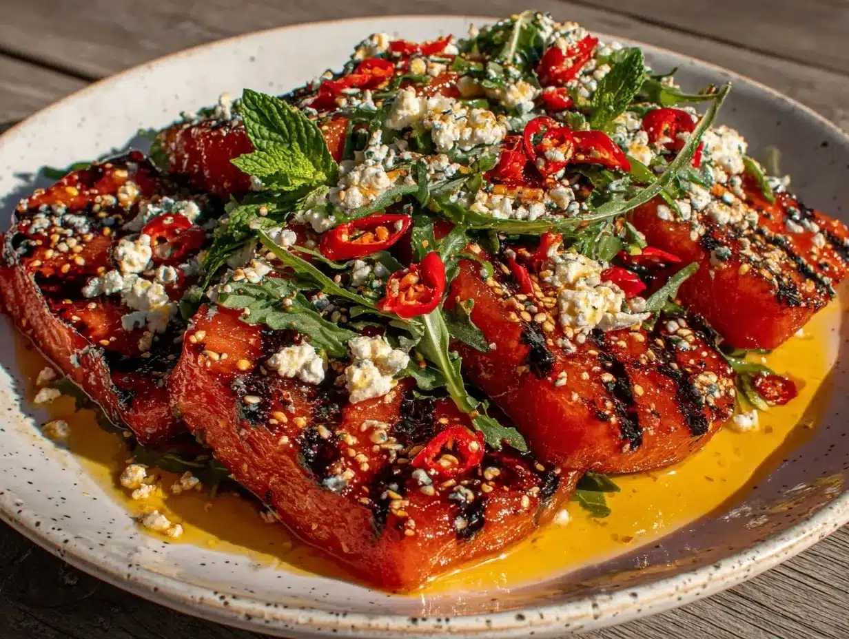 grilled watermelon and feta salad preparation steps