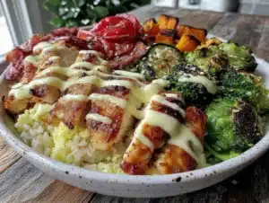healthy high-protein chicken rice bowl - featured image