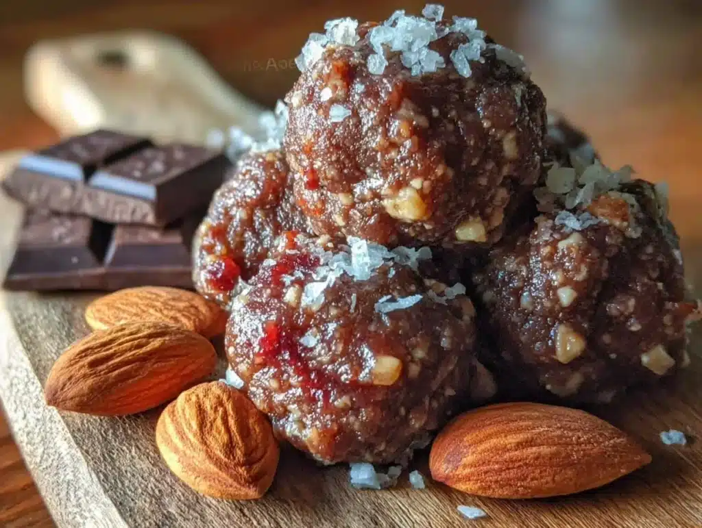 healthy high-protein dark chocolate almond butter protein balls - featured image
