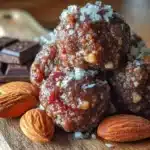 healthy high-protein dark chocolate almond butter protein balls - featured image