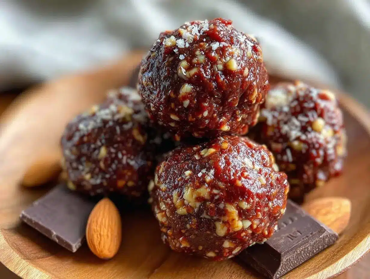 healthy high-protein dark chocolate almond butter protein balls preparation steps