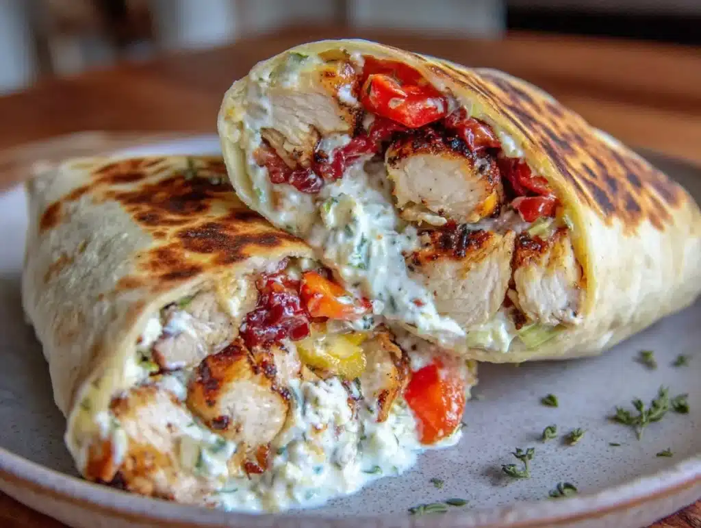 healthy high-protein greek chicken wrap - featured image