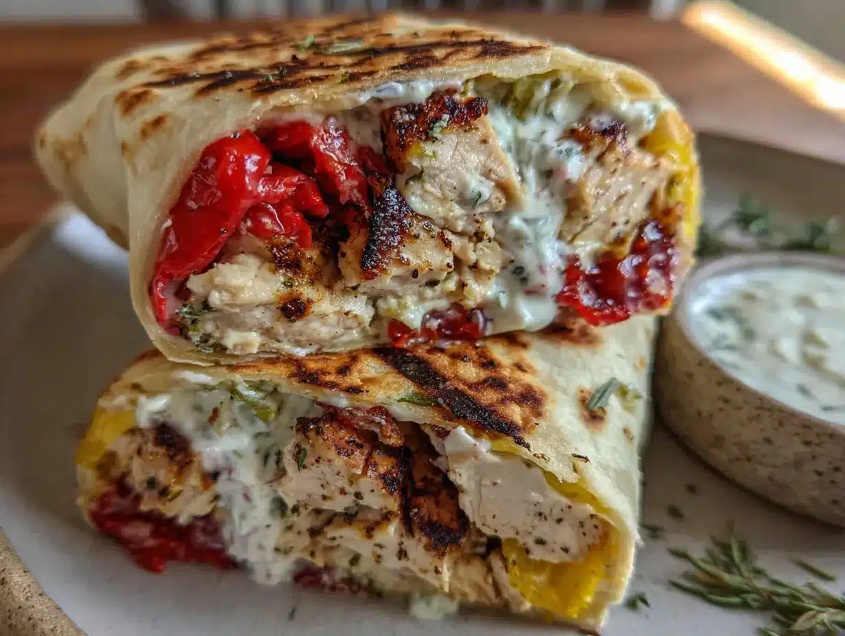 healthy high-protein greek chicken wrap preparation steps
