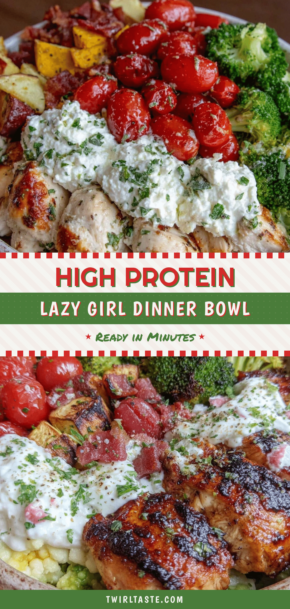 healthy high protein lazy girl dinner bowl recipe