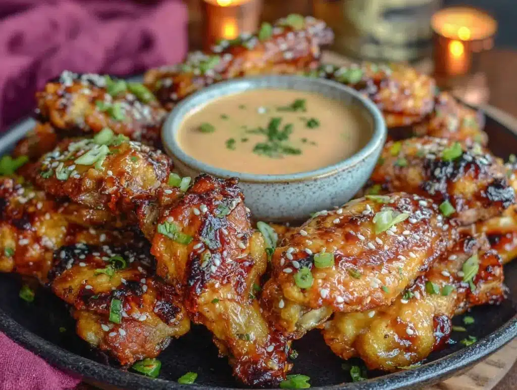 honey garlic sticky chicken wings - featured image