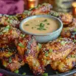 honey garlic sticky chicken wings - featured image
