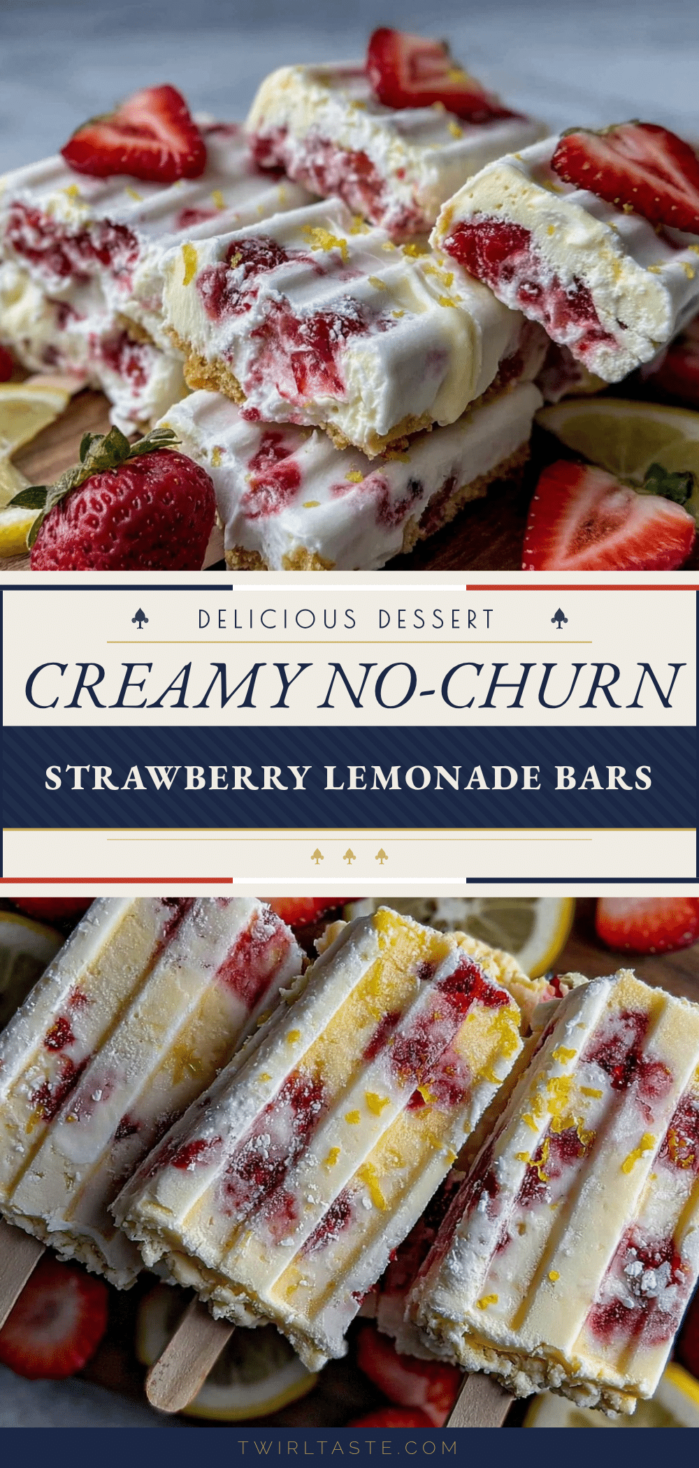no-churn strawberry lemonade ice cream bars recipe