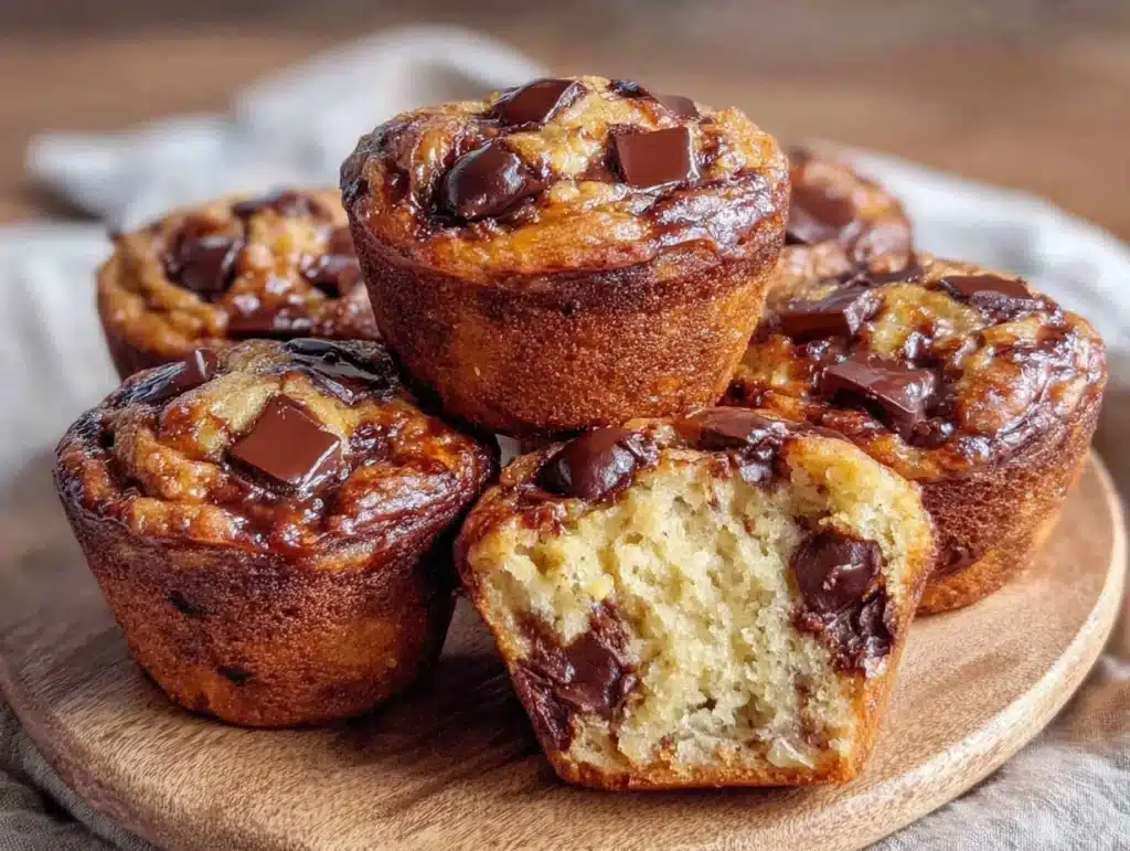 one bowl chocolate chip banana bread muffins - featured image
