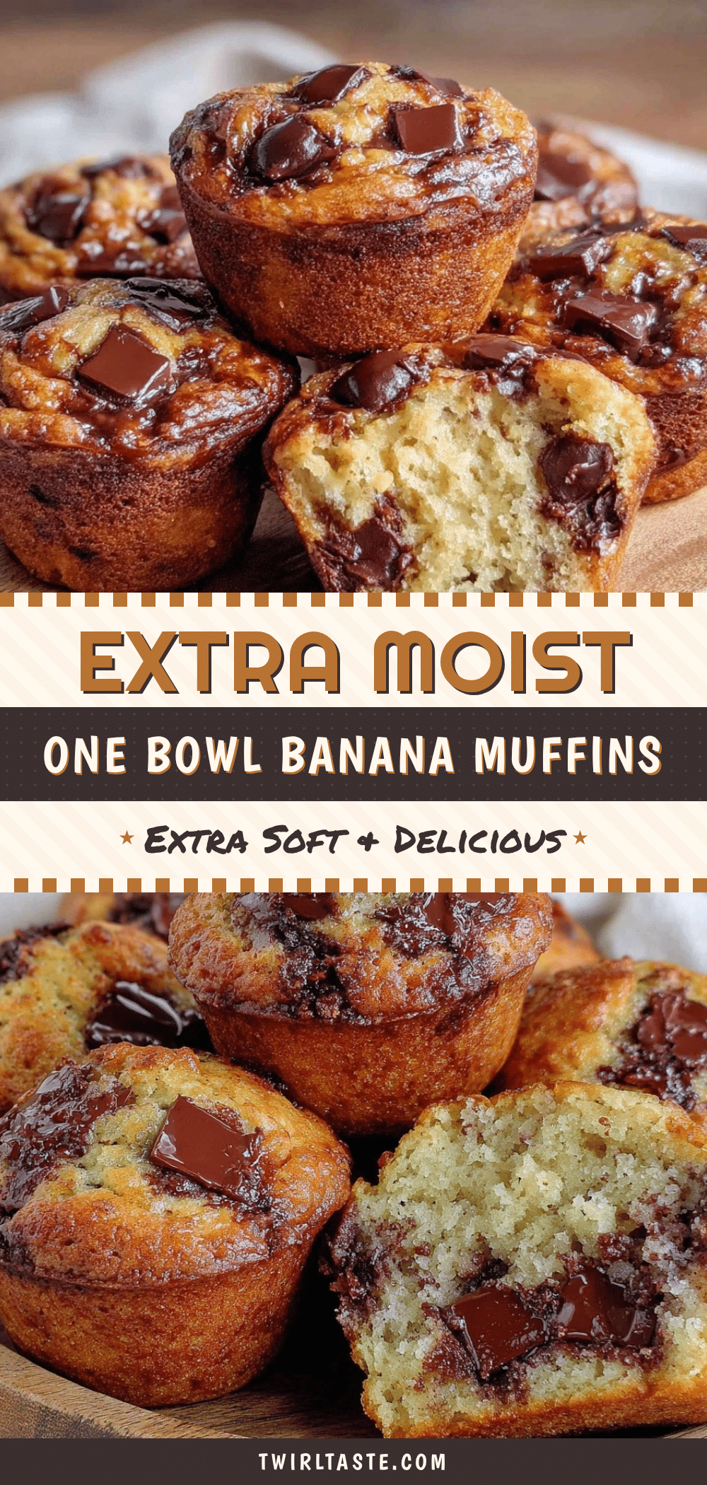 one bowl chocolate chip banana bread muffins recipe