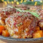 one-pan maple dijon roasted chicken thighs - featured image