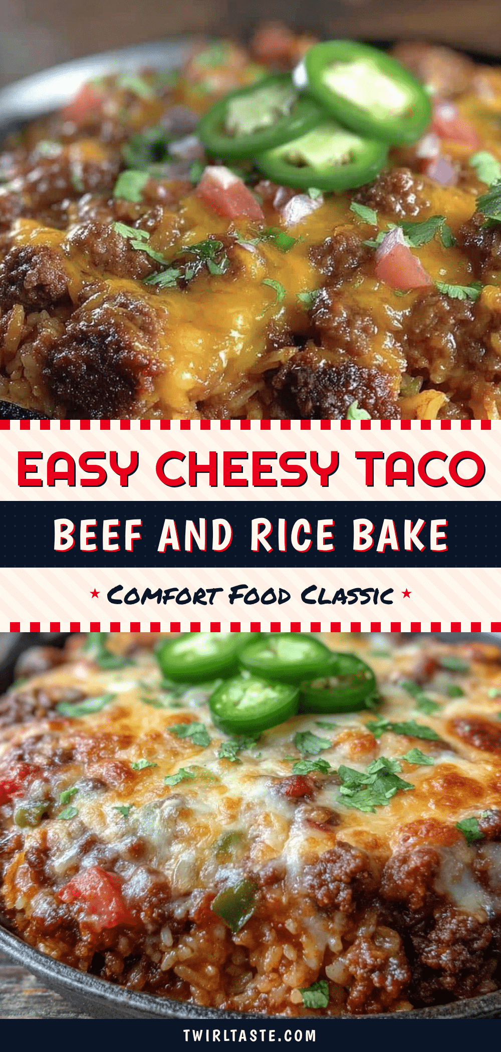 one skillet cheesy taco ground beef and rice bake recipe